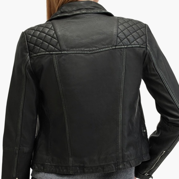 NWOT! All Saints Cargo Leather Biker Jacket - Picture 2 of 14